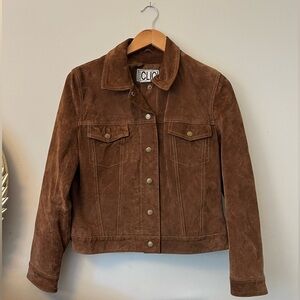 Vintage Suede Jacket, Size 6 Women’s Brown, 90s Clio